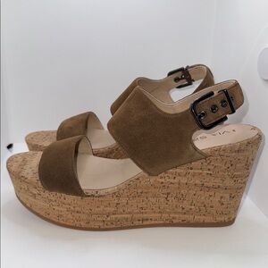 Via Spiga Kezia Brown Suede Platform Wedge Sandals Women’s 9.5